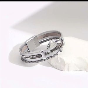 Silver rhinestones bracelet with silver accents one of a kind stunning